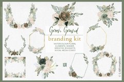 Green ground. Watercolor flowers Product Image 6