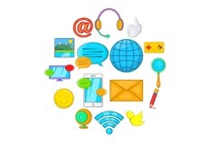 Social media icons set, cartoon style Product Image 1
