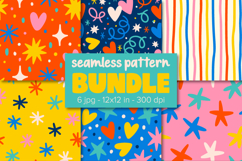 Colorful Digital Papers Hearts and Stars Pattern Product Image 1