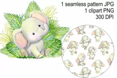 Elephant clipart, Watercolor Baby, Babies. little animal Product Image 1