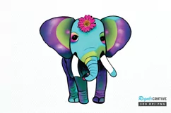 Flower Baby Elephant Sublimation PNG Clipart Product Image 1