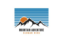 Vintage Mountain Adventure and Sunset Vector Illustration Product Image 1