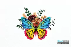 Watercolor Groovy Butterflies Floral Sublimation PNG Clipart Product Image 1