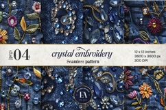 Navy Crystal Embroidery | Luxury Denim Fabric Texture Product Image 1
