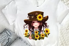Watercolor Cute Chibi Sunflower PNG Clipart Product Image 2
