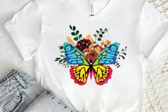 Watercolor Groovy Butterflies Floral Sublimation PNG Clipart Product Image 2