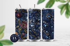 Navy Crystal Embroidery | Luxury Denim Fabric Texture Product Image 2