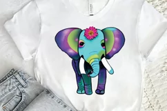 Flower Baby Elephant Sublimation PNG Clipart Product Image 2