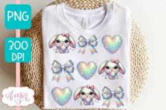 Cute Easter sublimation PNG, Coquette bunny PNG design Product Image 3