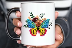 Watercolor Groovy Butterflies Floral Sublimation PNG Clipart Product Image 3