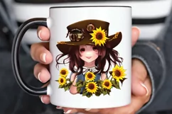 Watercolor Cute Chibi Sunflower PNG Clipart Product Image 3