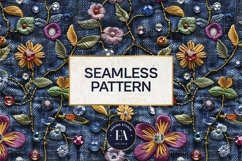 Navy Crystal Embroidery | Luxury Denim Fabric Texture Product Image 3