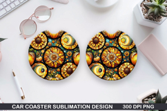 Pumpkin Car Coaster Sublimation| Halloween Coaster PNG Product Image 1