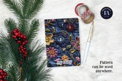 Navy Crystal Embroidery | Luxury Denim Fabric Texture Product Image 4