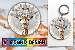 Whimsical Circle Keychain Sublimation PNG, Giraffe Product Image 1