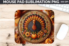 Watercolor Turkey Mouse Pad Sublimation - Thanksgiving PNG Product Image 1