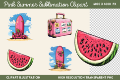Pink Summer Sublimation Clipart Bundle PNG Product Image 17