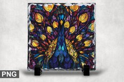 Stained Glass Peacock - Square Sublimation Slate Design Product Image 1