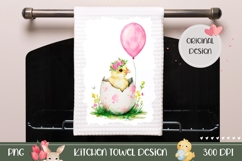 Watercolor Easter Chick Towel PNG, Easter Towel Design Product Image 1