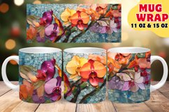 STAINED GLASS FLORAL GLORY SUBLIMATION 11OZ 15OZ MUG WRAP Product Image 1