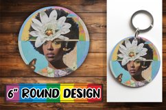 Round Design Black Woman Artistic Abstract Sublimation PNG Product Image 1