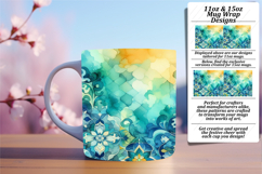 Chic 11oz Mug Wrap Png Artwork , Watercolor Patter Product Image 1