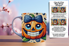 Sublimation 15oz Mug Wrap Png Design , Cute Pumpkin Product Image 1