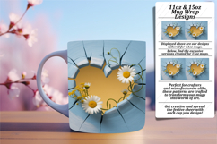 Vibrant 11oz Mug Wrap Png Template , 3D Heart Product Image 1
