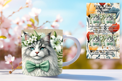 Happy 15oz Mug Wrap Png Template , Cute Cat Product Image 1