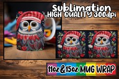 Christmas Owl Wrap Embroidered 11oz 15oz Mug Sublimation Product Image 1