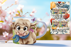 Sleek 11oz Mug Wrap Png Design , Cute Cow Product Image 1