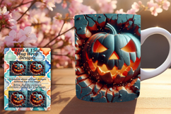Artistic 11oz Mug Wrap Png Template , 3D Pumpkin Product Image 1