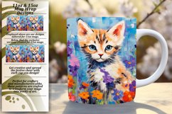 Vibrant Cat and Flowers Mug Wrap Art Product Image 1