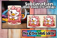 Cozy afternoons sublimation mug wrap, Cute Goose Product Image 1
