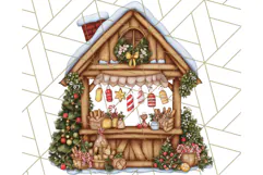 Cozy Christmas Market Stall Clipart PNG, Holiday Art Png Product Image 2