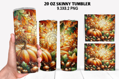 Pumpkins Skinny Tumbler 20oz Wrap Design, Halloween Tumbler Product Image 1