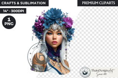 Royal Hydrangea Guardians Fantasy Warrior and Floral Graphic Product Image 1
