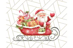 Santa Sleigh Ride Clipart PNG, Flying Reindeer Christmas Art Product Image 2