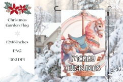 Merry Christmas Garden Flag Print, Christmas Horse Toy PNG Product Image 1