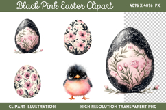 Black Pink Easter Clipart PNG Product Image 1