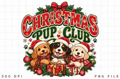 Christmas Puppy Club Illustration, Cute Festive Puppies Product Image 2