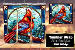 Christmas Cardinal Bird Stained Glass 3D Tumbler 20oz Product Image 1