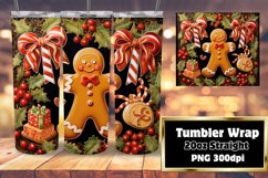 3D Gingerbread Man Christmas Tumbler Wrap 20oz Product Image 1