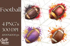 Football Clipart PNG with Team Color Paint Splash Design Product Image 1