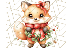 Vintage Christmas Clipart PNG, Cute Animals Holiday Elements Product Image 2
