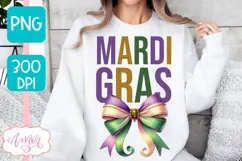 Mardi Gras PNG Sublimation design, Coquette Mardi gras shirt Product Image 1
