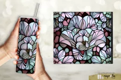 STAINED GLASS FLORAL sublimation tumbler wrap design png Product Image 3