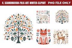Scandinavian Folk Art Winter Clipart PNG Product Image 1