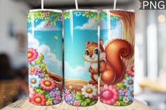 Squirrel And Flowers Tumbler Wrap - Sublimation Design Product Image 1