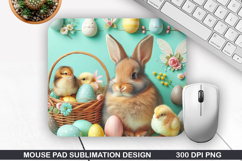 Bunny Mouse Pad Sublimation, Easter Bunny Mouse Pad PNG Product Image 1